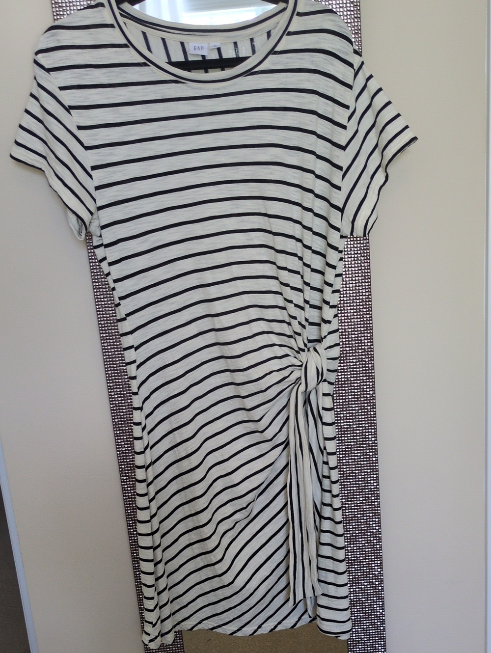 GAP Black and White Striped Side-Knot Dress